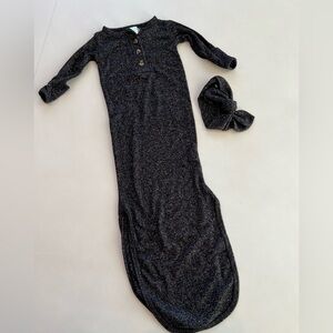 Lou Lou and Co knit newborn one piece and bow headband